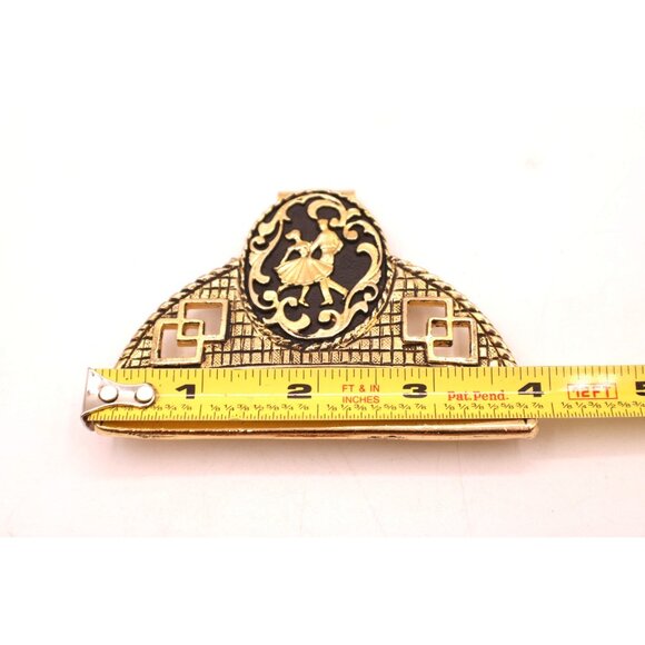 Vintage Wall Belt Towel Holder Gold Tone Black Enamel Dancing Couple Cowboy - Picture 9 of 9